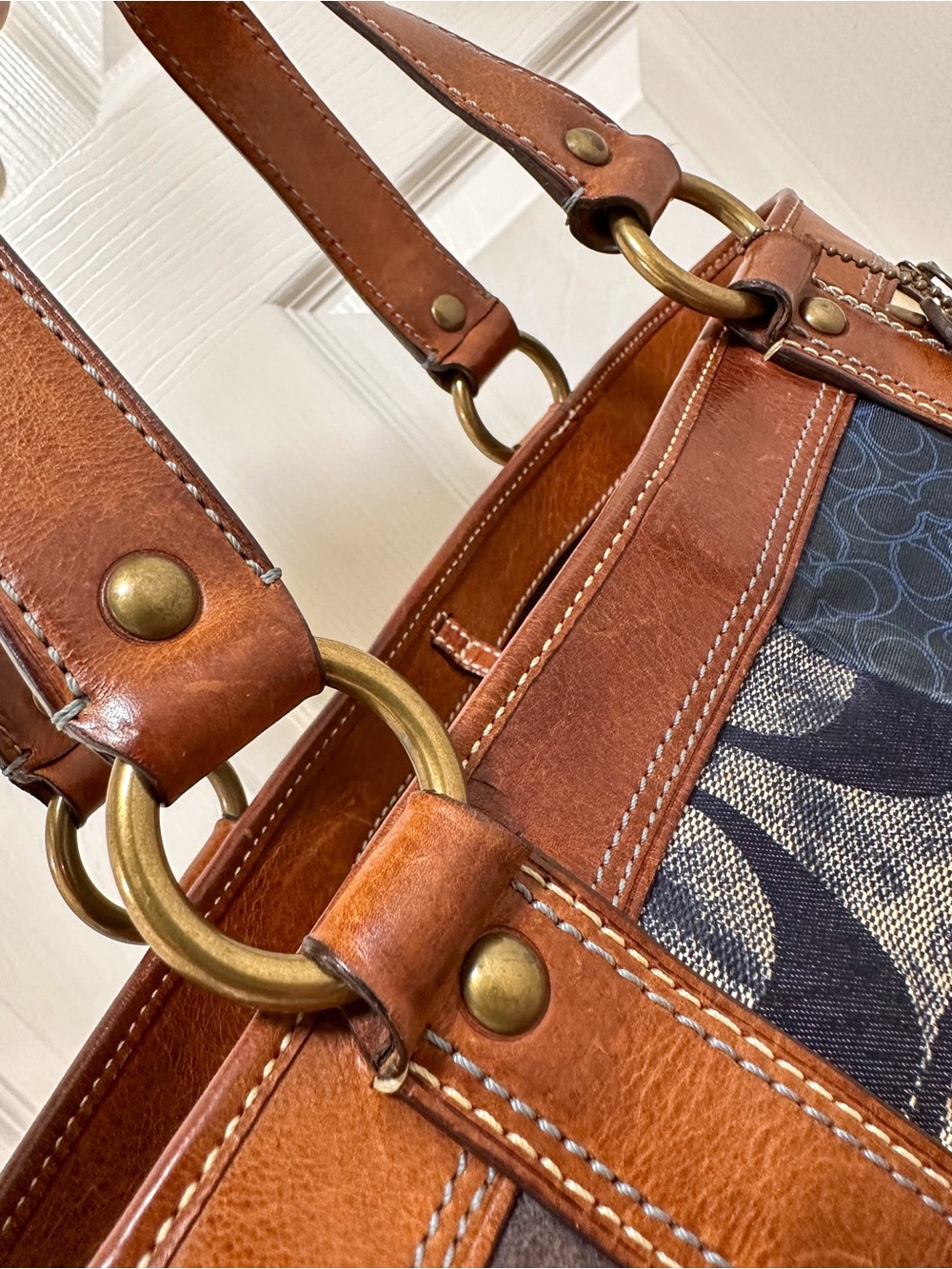 Coach Legacy Mosaic Denim Patchwork Tote Vintage Y2K - Picture 9 of 14